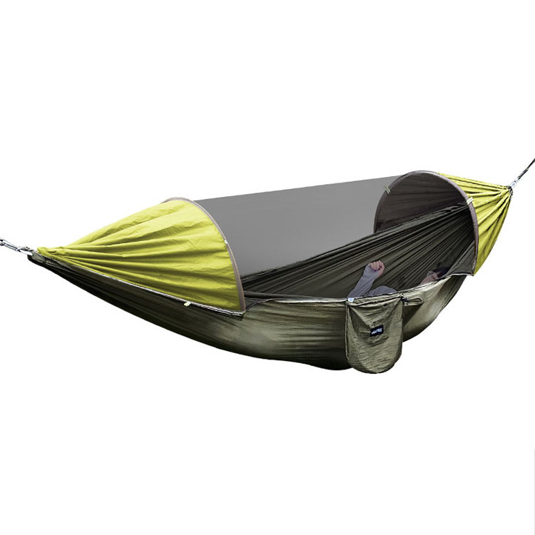 Outdoor Camping Anti-rollover Nylon Light Parachute Cloth Hammock with Mosquito Net Hammocks