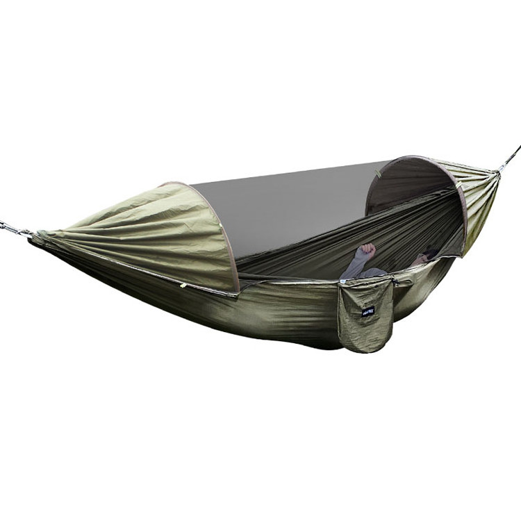 Outdoor Camping Anti-rollover Nylon Light Parachute Cloth Hammock with Mosquito Net Hammocks