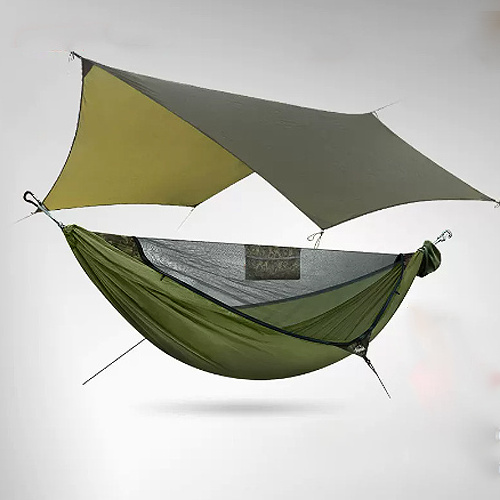 outdoor terrace green hammock  tent suspension with mosquito net and rain fly tarp hammock