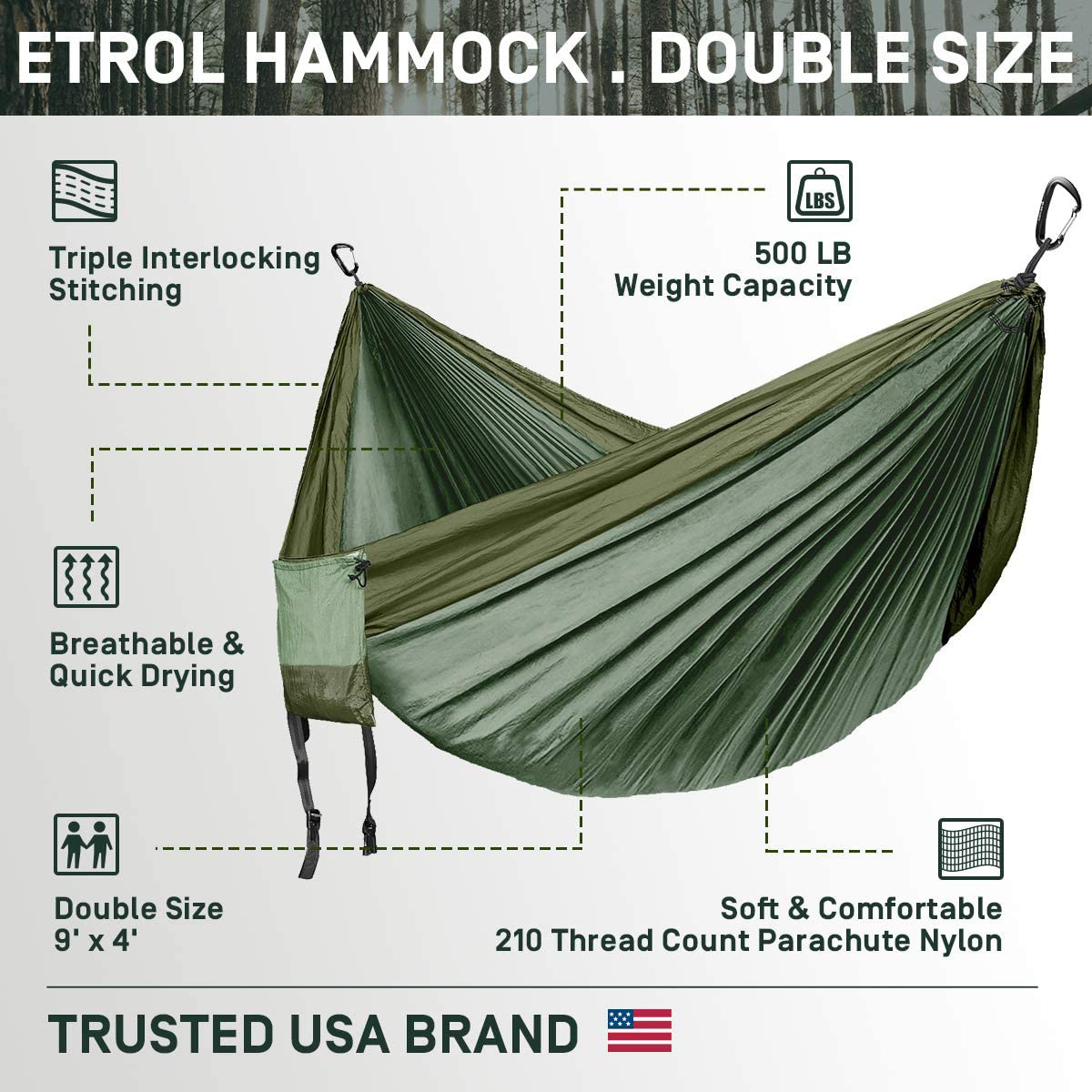 Camping Hammock Ultralight Portable Hammock for 2 People lightweight Parachute Nylon Double Hammocks