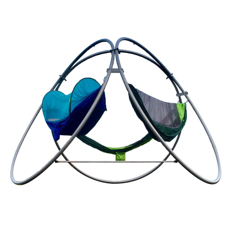 customize heavy circle swing hammock stand with steel stand with 3 rings for beach