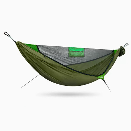 outdoor terrace green hammock  tent suspension with mosquito net and rain fly tarp hammock