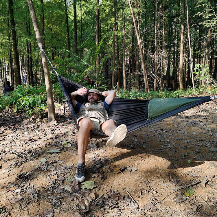 Hammock With Mosquito Net And Rain Fly 210t Nylon Folding Hammock Tent