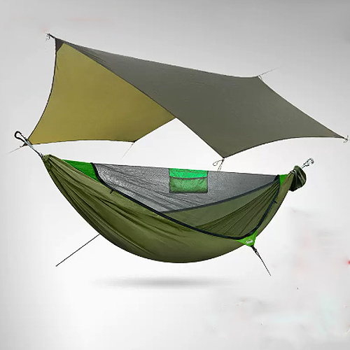 outdoor terrace green hammock  tent suspension with mosquito net and rain fly tarp hammock