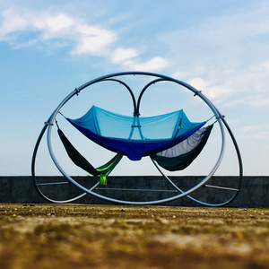 customize heavy circle swing hammock stand with steel stand with 3 rings for beach