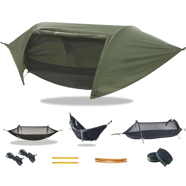 Outdoor Portable Hammock Rain Fly Tent Tarp Ultralight Camping Shelter with mosquito net