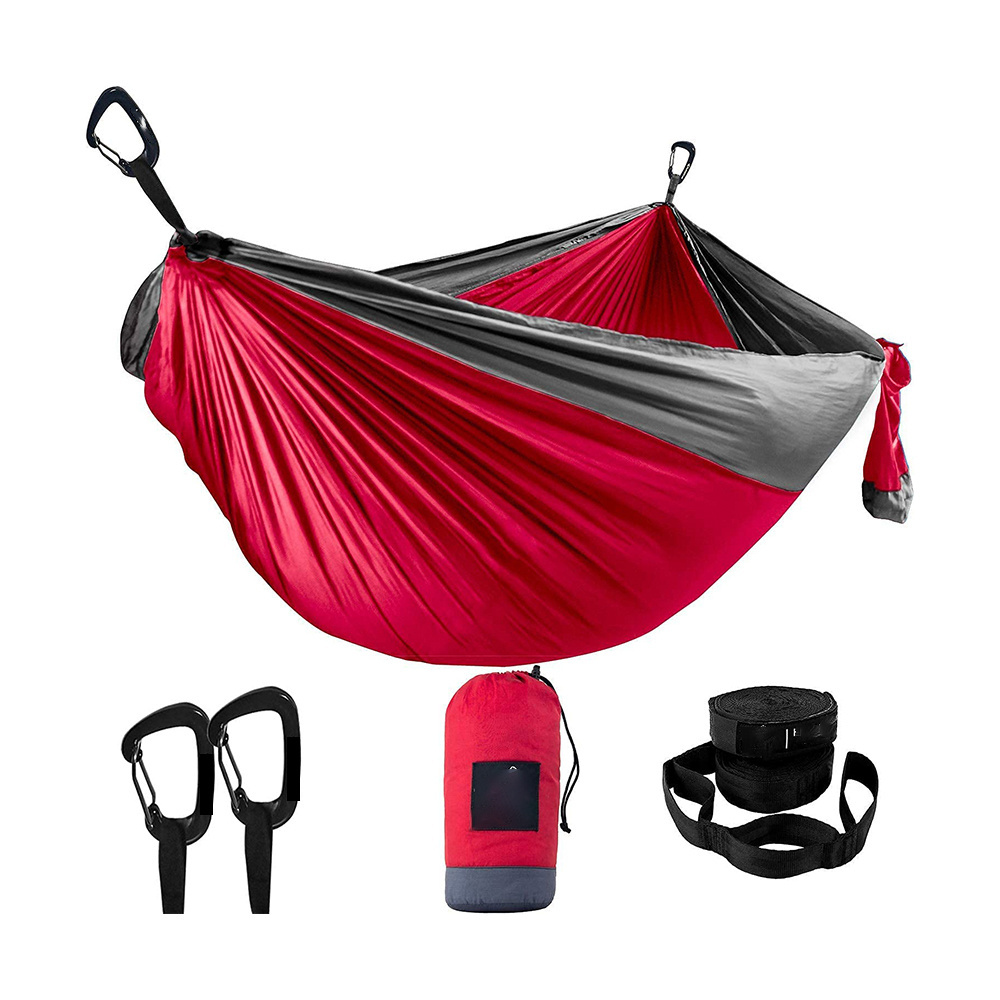 portable parachute nylon camping hammok with tree strap travel lay flat outdoor hammock