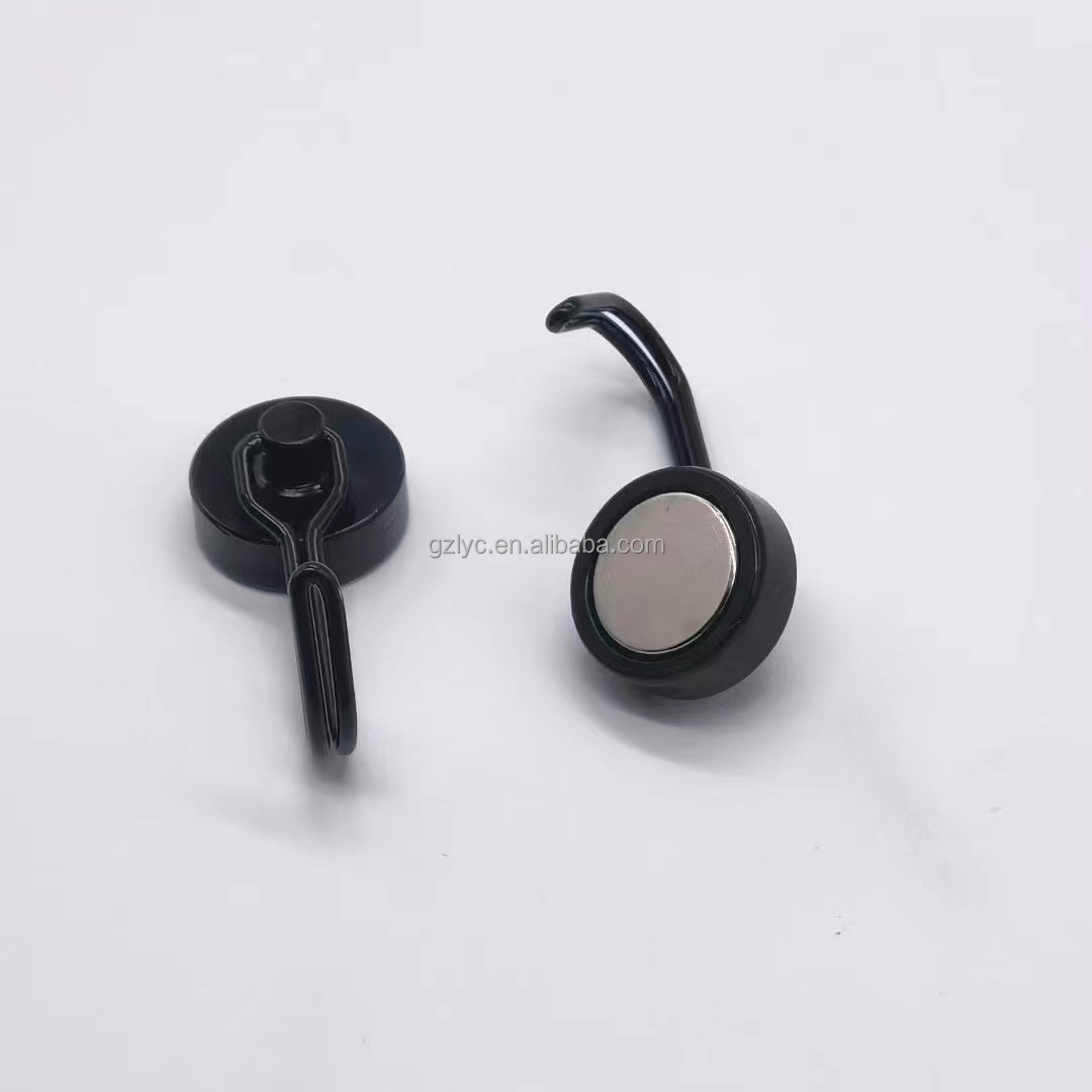 Cool Black Rotating 180 Degree Magnetic Hook Screw Hole Heavy Duty Wall Holding Neodymium Magnet Hook