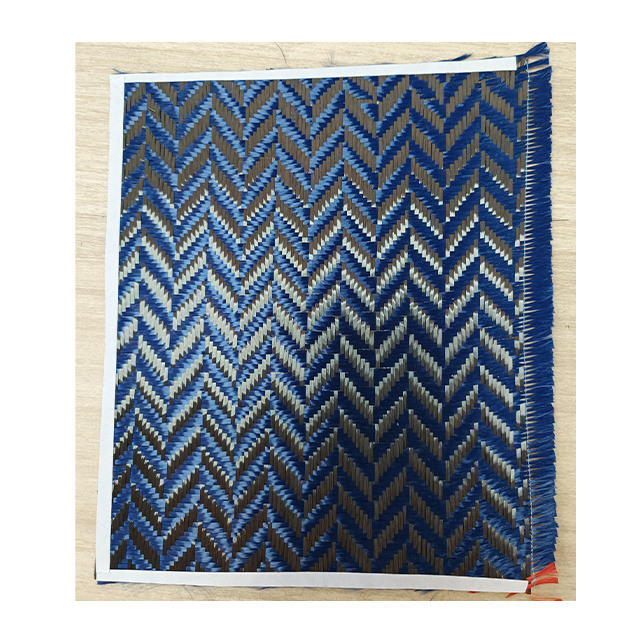 240gsm 3k Blue Jacquard Wicker Pattern Kevlar Fabric Price 1000mm Width Kevlar/Carbon Hybrid Fabric