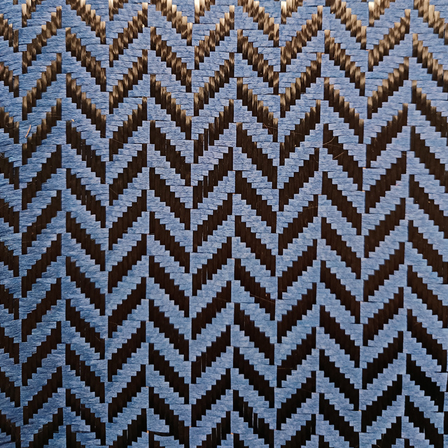 240gsm 3k Blue Jacquard Wicker Pattern Kevlar Fabric Price 1000mm Width Kevlar/Carbon Hybrid Fabric