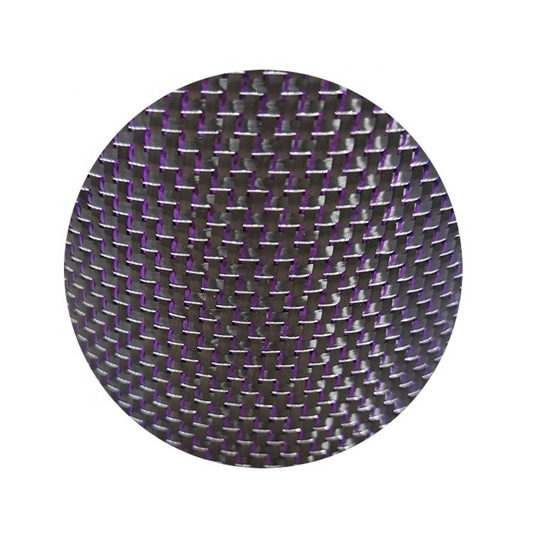 Fashionable 3K 240gsm metallic carbon fiber fabric in purple for Plain twill  for aerospace industry