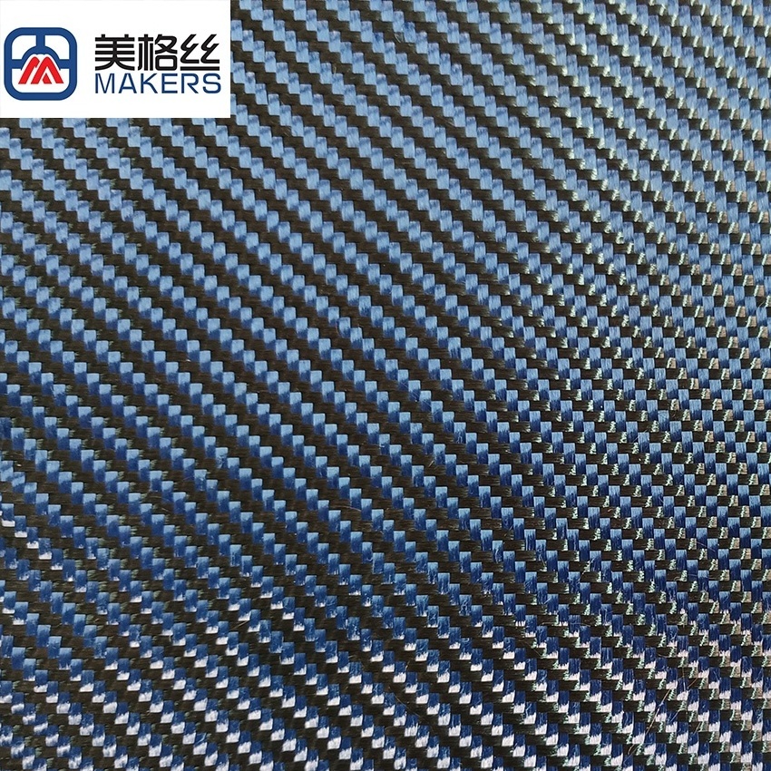 High temperature aramid kevlar fabrics resistant 3K 230gsm blue fireproof twill aramid fiber fabric