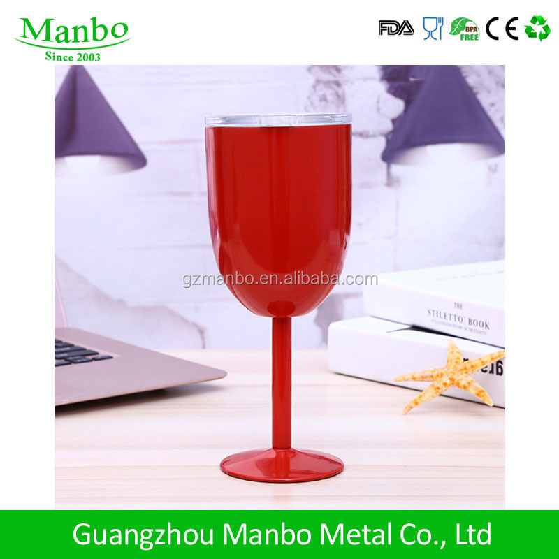 Hot Selling 10oz Double Wall 304 Stainless Steel Wine Tumbler Insulated Glass Goblet Wine Cup Customized Champagne Glass