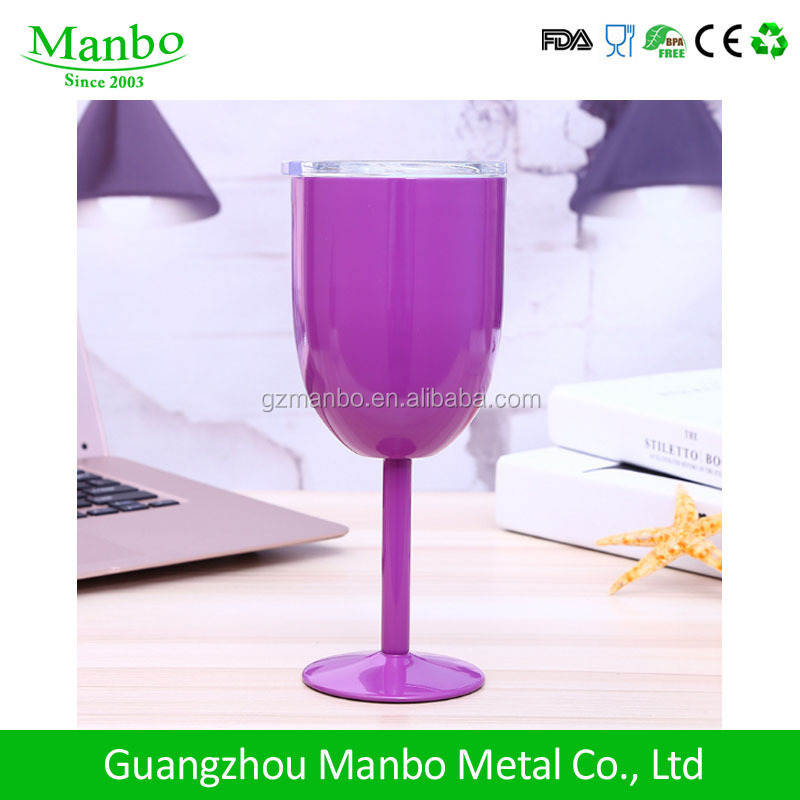 Hot Selling 10oz Double Wall 304 Stainless Steel Wine Tumbler Insulated Glass Goblet Wine Cup Customized Champagne Glass