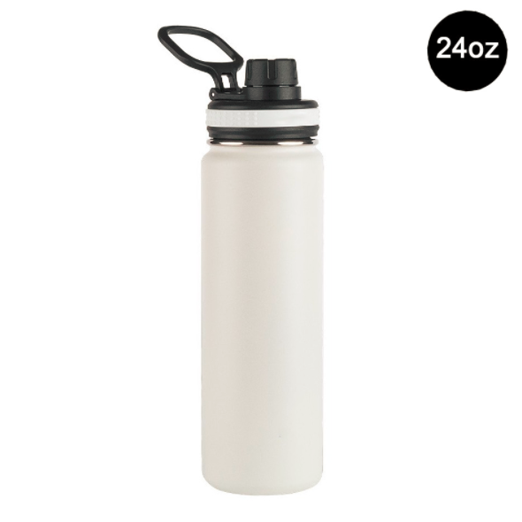 24oz Wide Mouth Double Wall Vacuum Flask Insulated Stainless Hydration Flask Tumbler Cup With Spout Lid