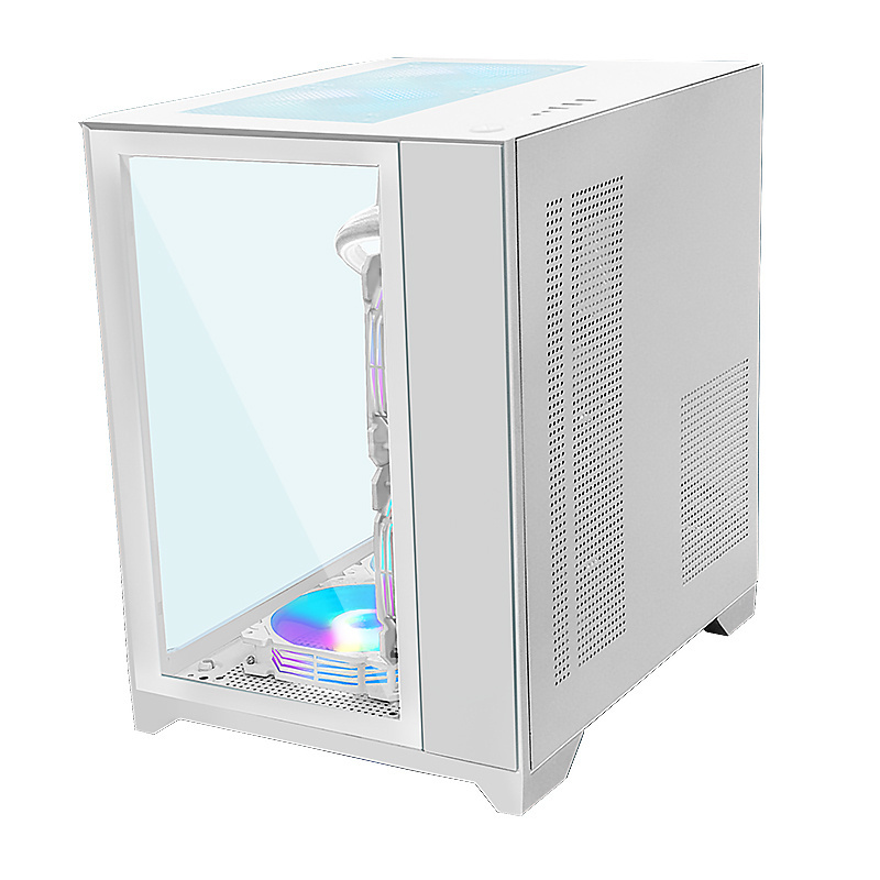 MANMU Custom Atx Computer Case Glass Panel Atx Towers & Cases White Aluminium Desktop Pc Gaming Computer Case Game Casin Casing