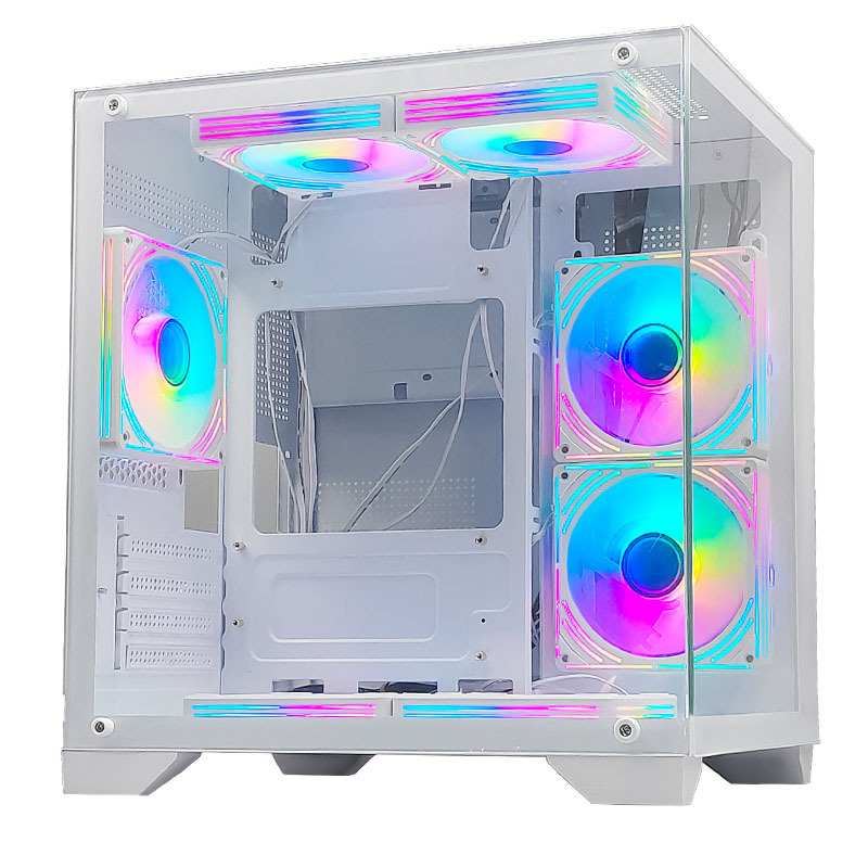 MANMU Computer Case Pc Itx Case Tempered Glass For Horizontal Computer Gaming Case Pc Cabinet