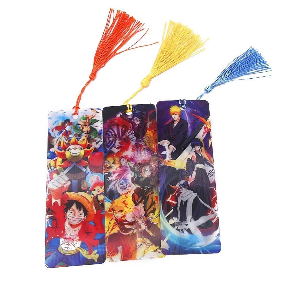 Personalized Custom Gift 3d animal lenticular Shape plastic bookmark 3d flip anime stationery bookmarks With Tassel