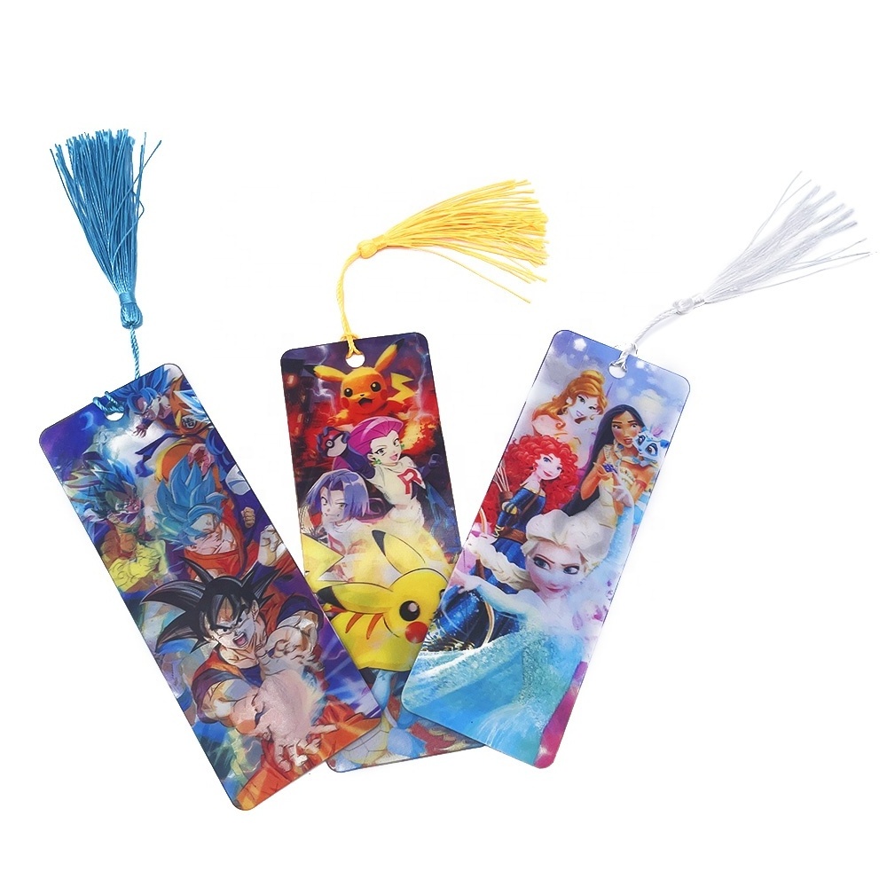 Personalized Custom Gift 3d animal lenticular Shape plastic bookmark 3d flip anime stationery bookmarks With Tassel