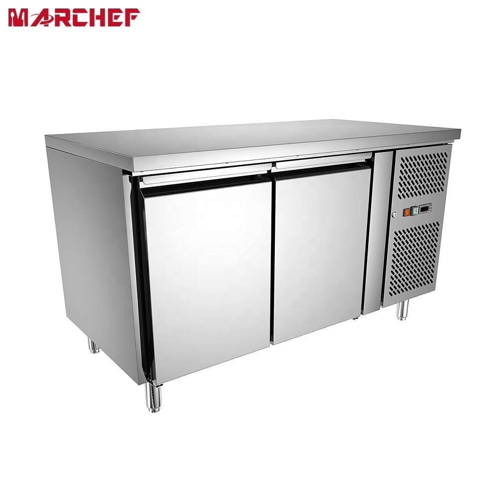 High quality CE stainless steel commercial Fan-Cooling Ventilated Prep display counter top salad bar