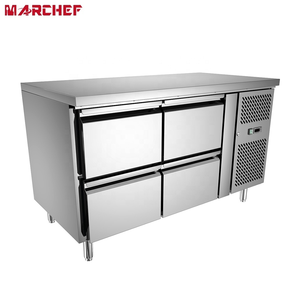 High quality CE stainless steel commercial Fan-Cooling Ventilated Prep display counter top salad bar