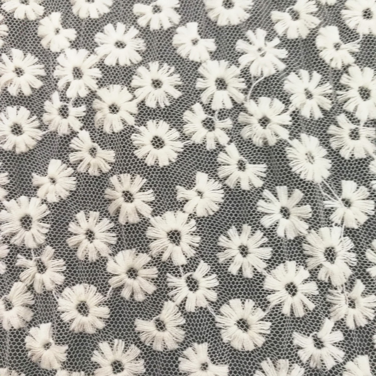 milk silk fabric lace little daisy floral mesh Net Fabric Circle Geometric nylon mesh fabric for wedding