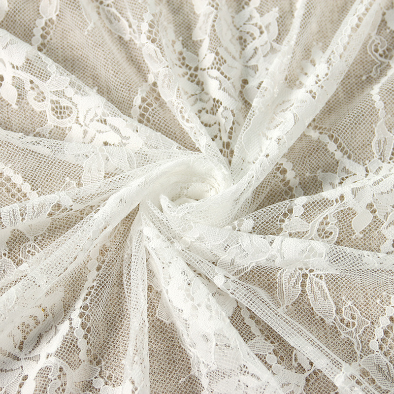 White Tulle Chantilly Lace Bridal Dress Making Fabric Eyelash Floral Lace For Home Textiles