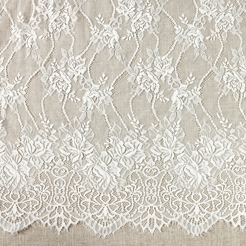 White Tulle Chantilly Lace Bridal Dress Making Fabric Eyelash Floral Lace For Home Textiles