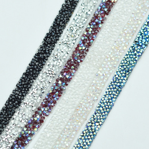 Custom color rhinestone hot melt glue trimming stick diy iron on trim decorative rinestone applique