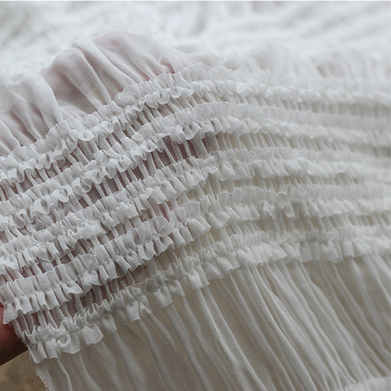 Non-Stretch Fashion Embroidery Chiffon Fabric Semi Transparent Silk Pleated Chiffon For Dress Home Textile Curtain