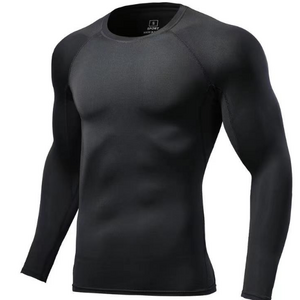 Wholesale Customized Soft Round Neck Long Sleeve Compression Shirt Men's Quick Drying Fitness Compression Fitness Plush Tights