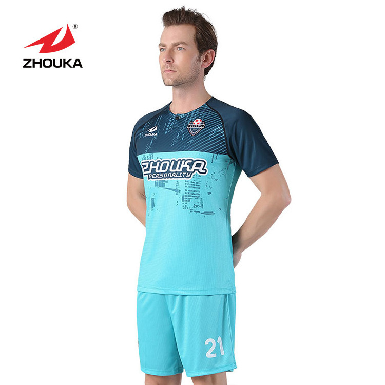 2019 ZHOUKA New Design Sports Function Fabric Latest Football Jersey Soccer Uniforms