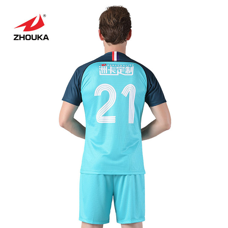 2019 ZHOUKA New Design Sports Function Fabric Latest Football Jersey Soccer Uniforms