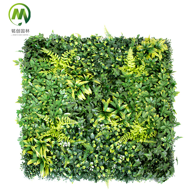 New design customize artificial green grass wall natural looking plastic greenery leaves boxwood hedge wall panels factory price