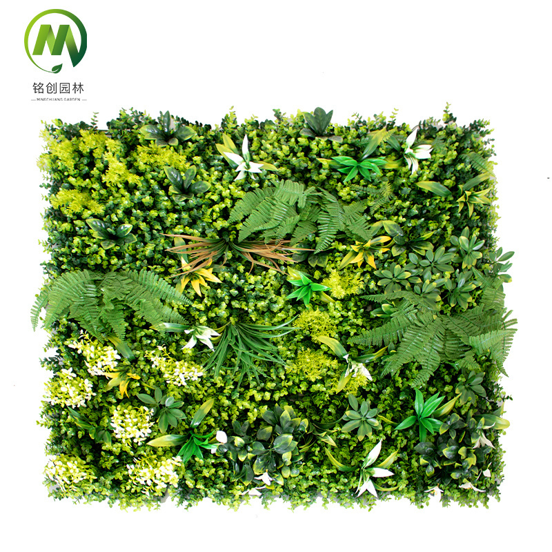 New design customize artificial green grass wall natural looking plastic greenery leaves boxwood hedge wall panels factory price