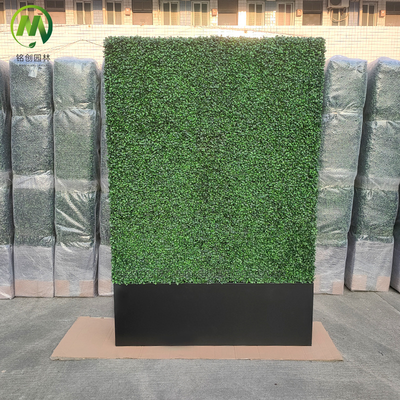 Customized artificial boxwood grass wall faux plant vertical panels anti-UV anti-fading artificial green wall for private space