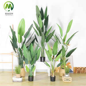 Traveler Banana Artificial Plant Green Leaves Traveler Banana Leaf Bonsai Plastic Tree and Artificial Bird of Paradise Plant