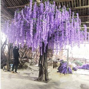 Artificial Silk Wisteria Blossom Tree Large Purple Flower Tree for Wedding Decoration artificial wisteria tree