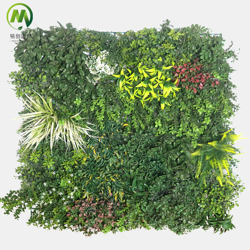 Anti-UV Customized Plants Plastic Green Wall Faux Vertical Garden Green Wall Artificial Plant Flower Wall for Decoration