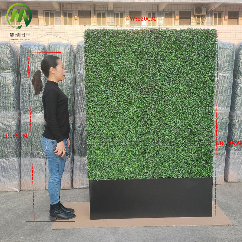 Garden Metal Frame Boxwood Artificial Hedge Panel Hedge Boxwood Grass Back Drop Wall with Planter Artificial Boxwood Hedge Wall