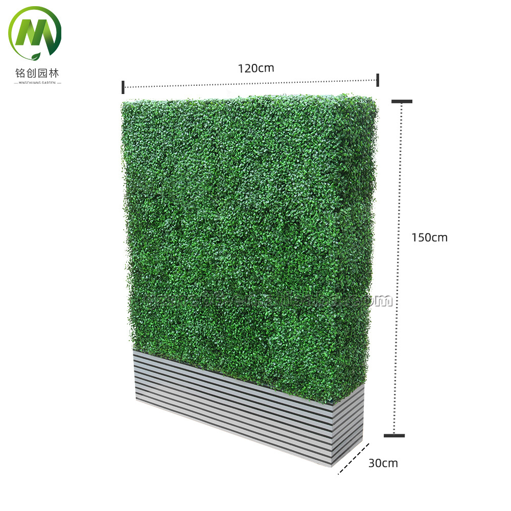 Wholesale outdoor artificial plastic green wall fence   artificial boxwood hedge decorative in Black Planter