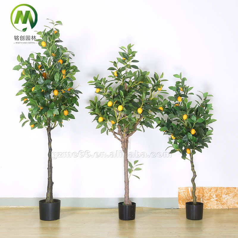 High Simulation artificial Lemon tree with Fruits faux leaves and fruits Bonsai plants for indoor outdoor garden Decoration