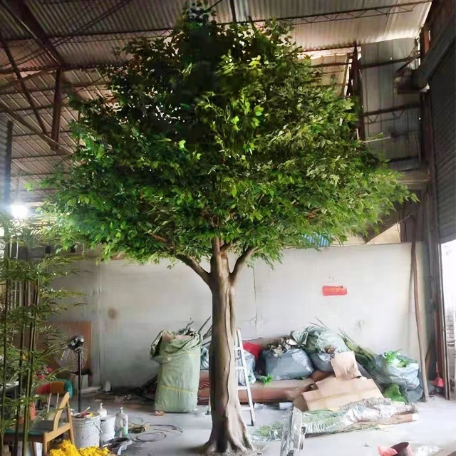 Green large artificial ficus tree indoor decorative big artificial banyan tree  fiberglass artificial tree outdoor