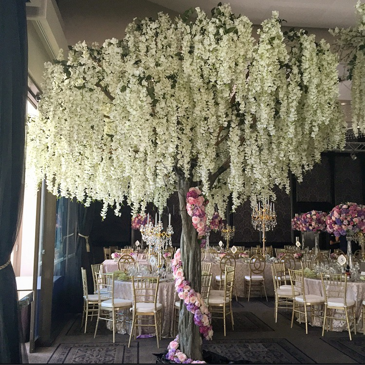 Artificial Silk Wisteria Blossom Tree Large Purple Flower Tree for Wedding Decoration artificial wisteria tree