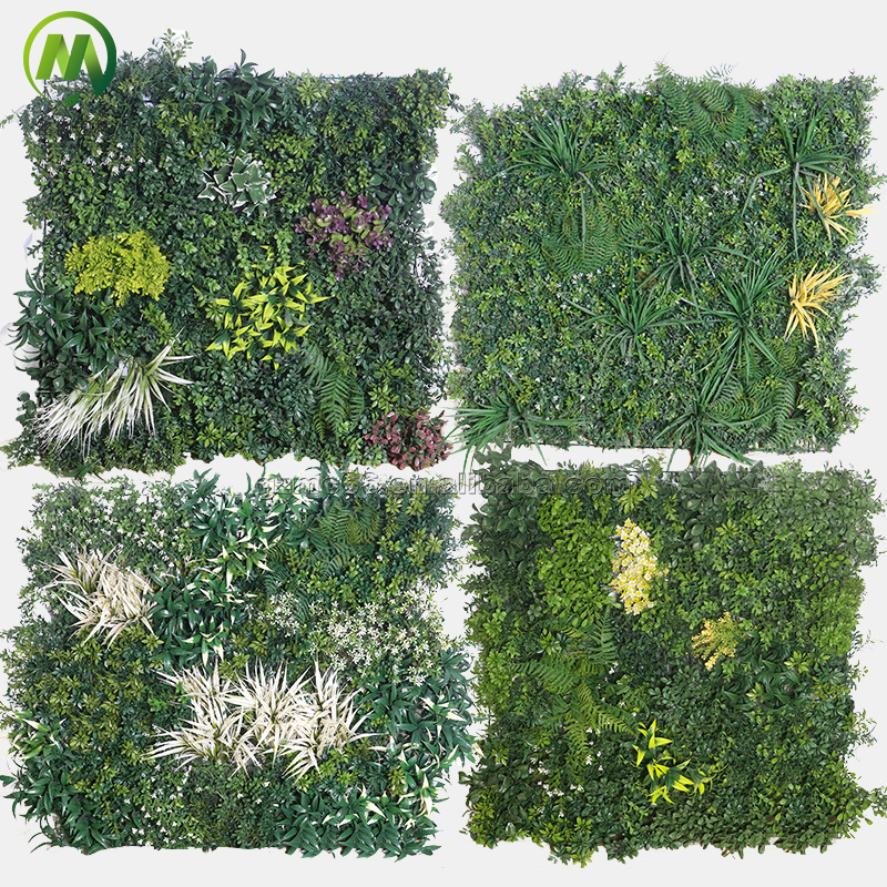 Anti-UV Customized Plants Plastic Green Wall Faux Vertical Garden Green Wall Artificial Plant Flower Wall for Decoration