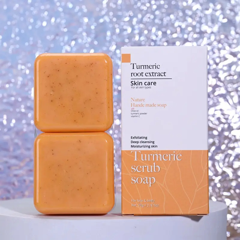 Private Label Turmeric Scrub Soap Exfoliating Deep Cleansing Moisturizing Turmeric Hande Made Soap For Face And Body