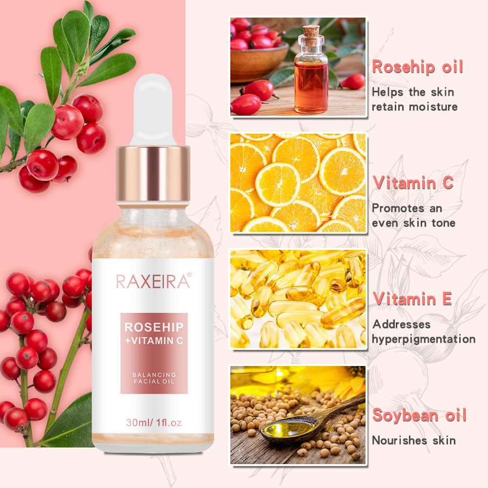 Bulk Rosehip Seed Biossance Squalane Vitamin C Rose Oil Face Essential Brightening Private Label Vitamin C Rosehip Oil For Face