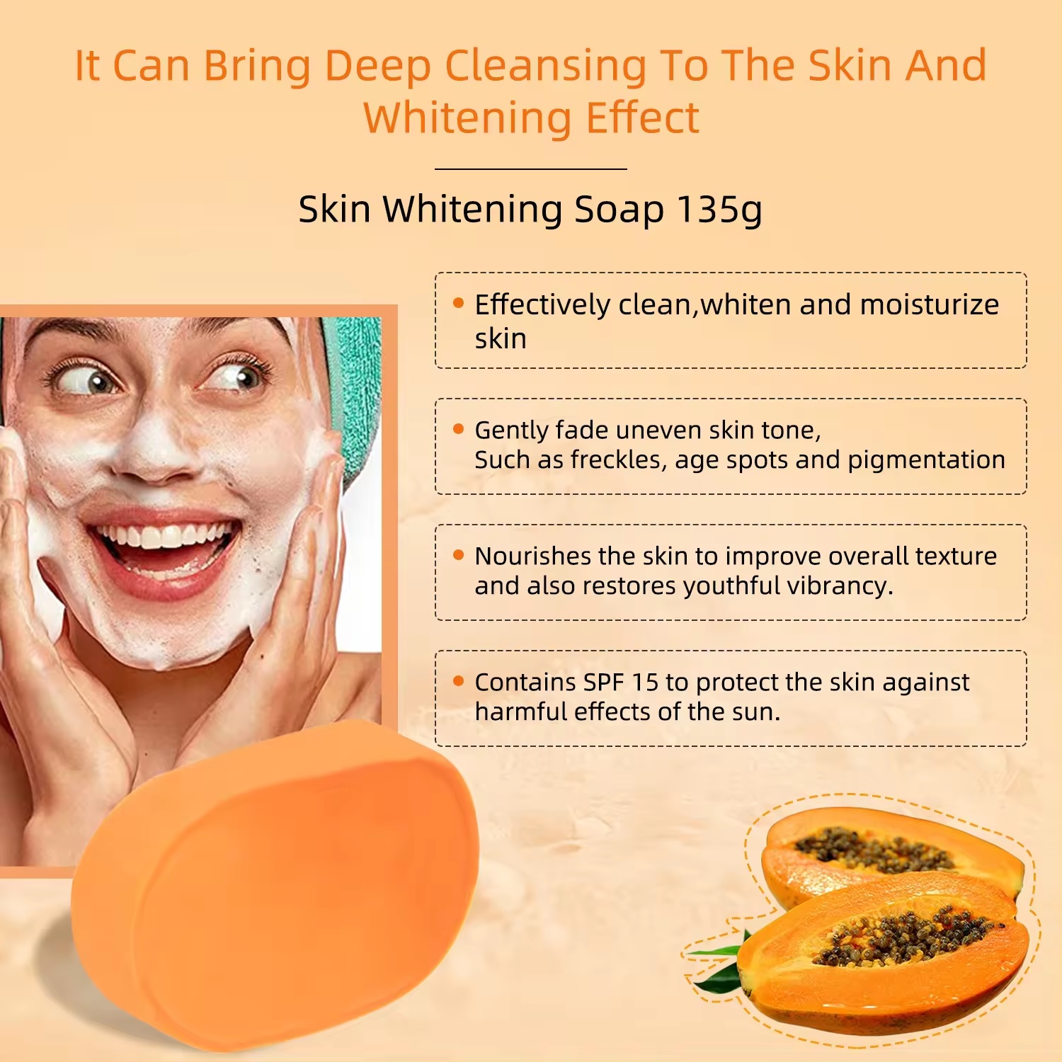 Hot Sale Papaya Soap Skin Lightening With Kojic Acid Private Label Natural Organic Glutathione Papaya Soap