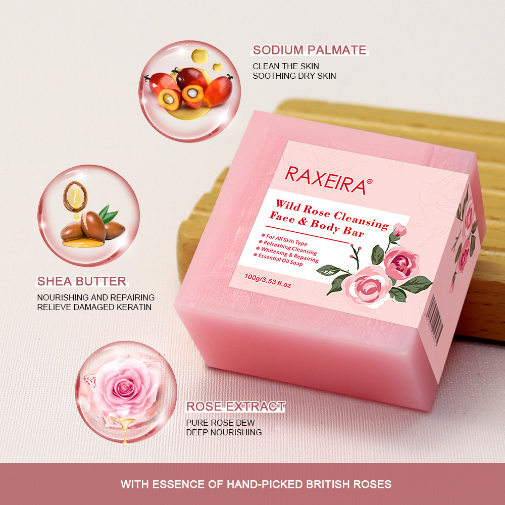 Wholesale OEM Facial Cleanser Body Bar Soap Manufacturer Rose Extract Natural Organic Bath Handmade Soap