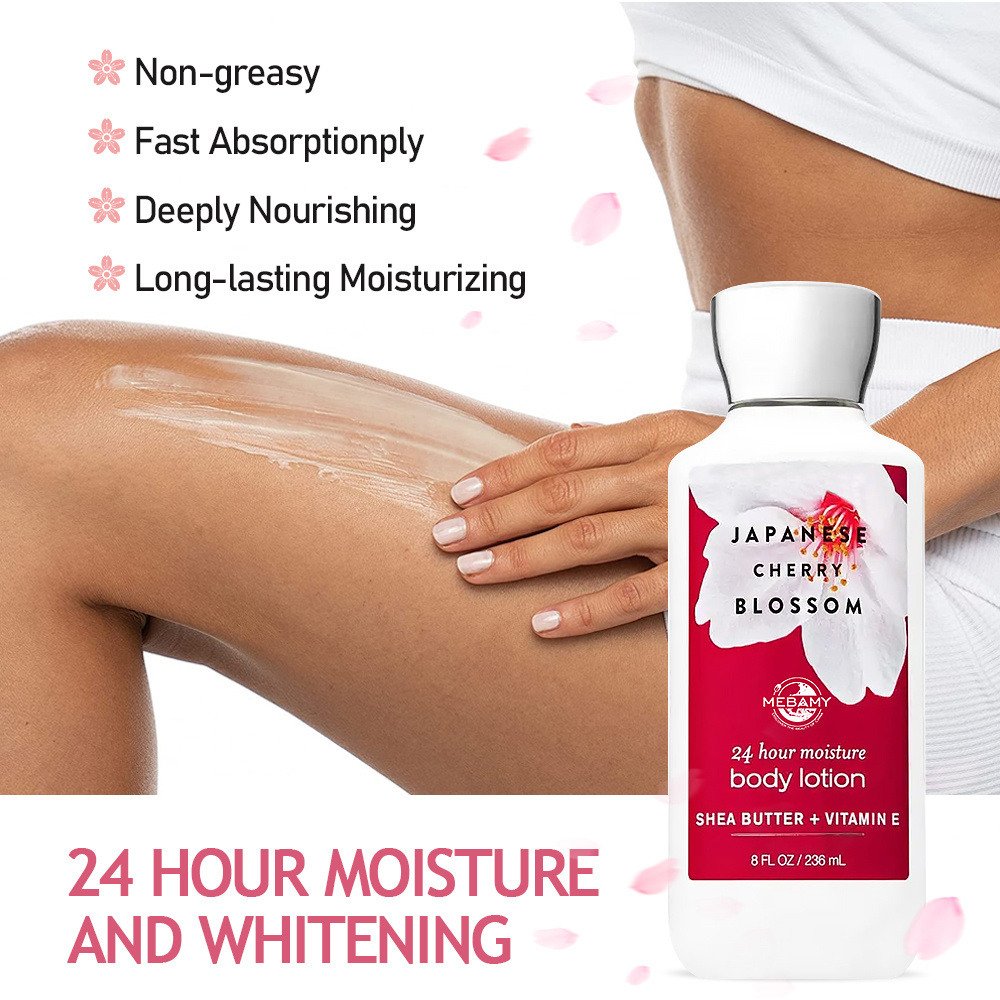 Oem/Odm Private Label Natural Organic Japanese Cherry Blossom Body Lotion Korean Nourish Whitening Body Lotion For Black Skin